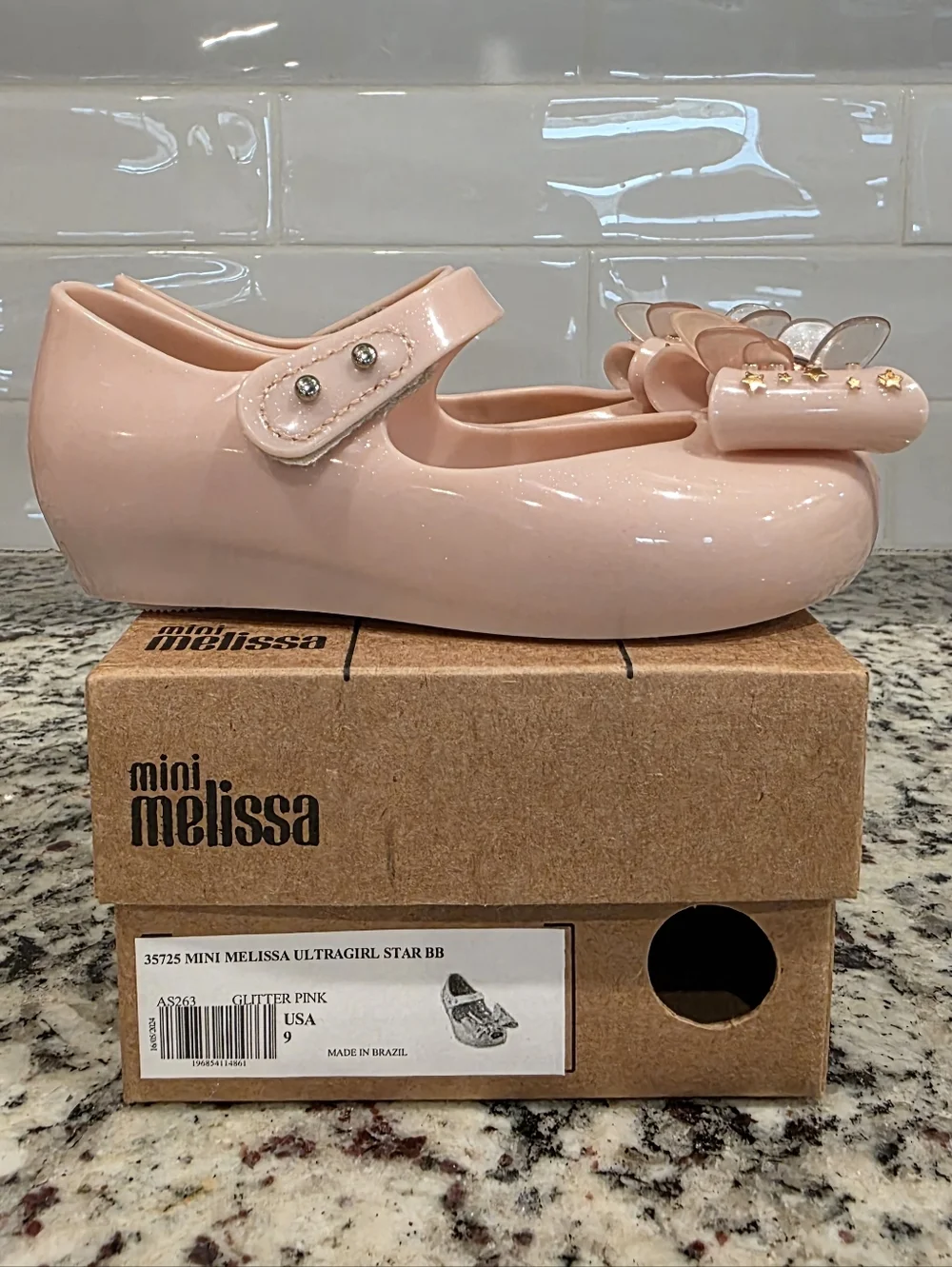 Mini Melissa Toddler Girls' Ultragirl Star II in Glitter Pink - Size 9c NWT/B